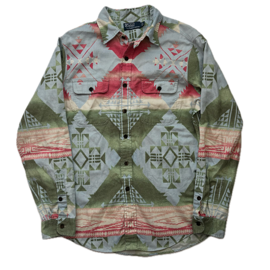 Polo Ralph Lauren Blue Green Aztec Beacon Shirt - L