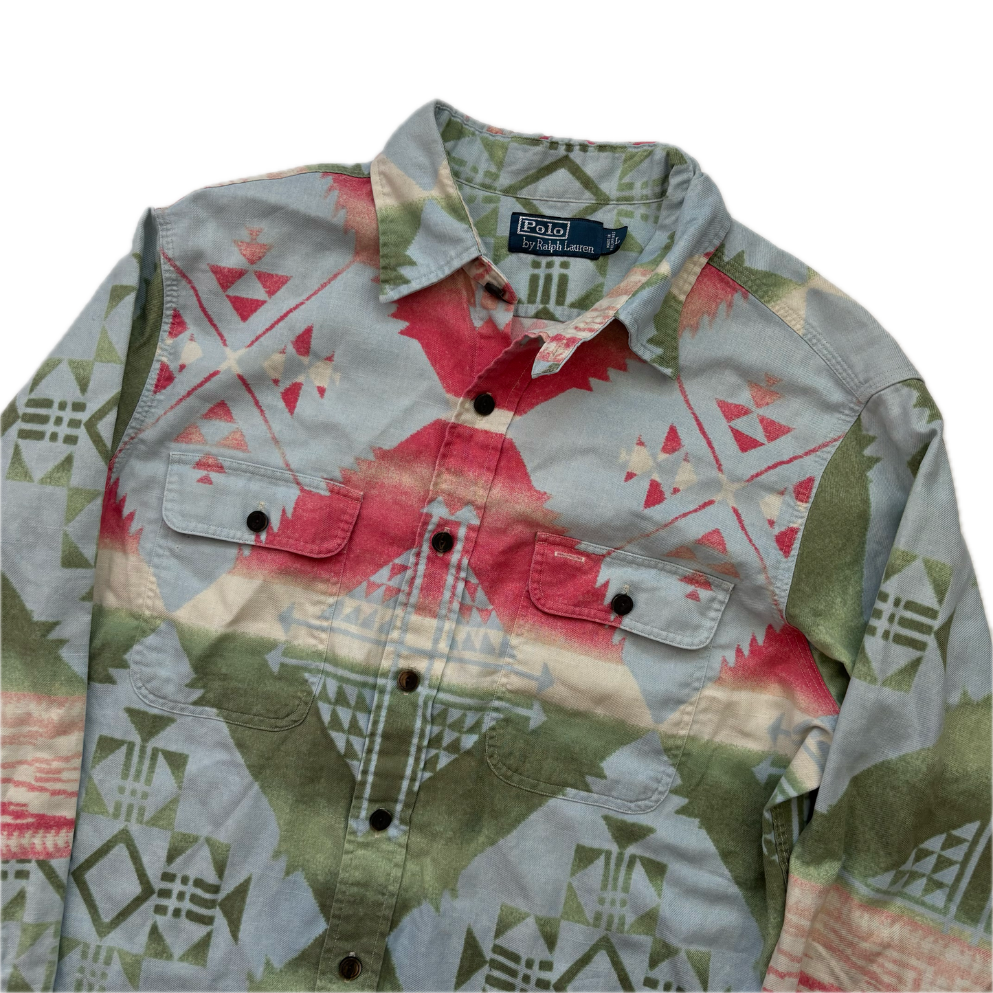 Polo Ralph Lauren Blue Green Aztec Beacon Shirt - L