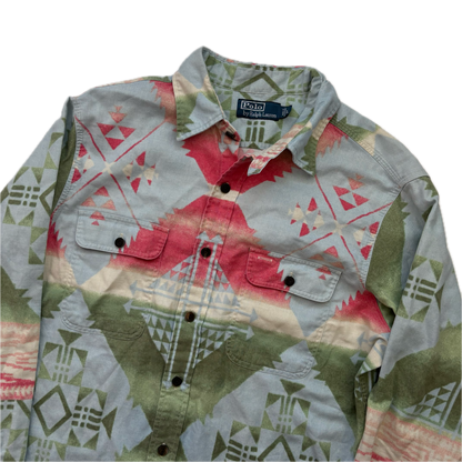 Polo Ralph Lauren Blue Green Aztec Beacon Shirt - L