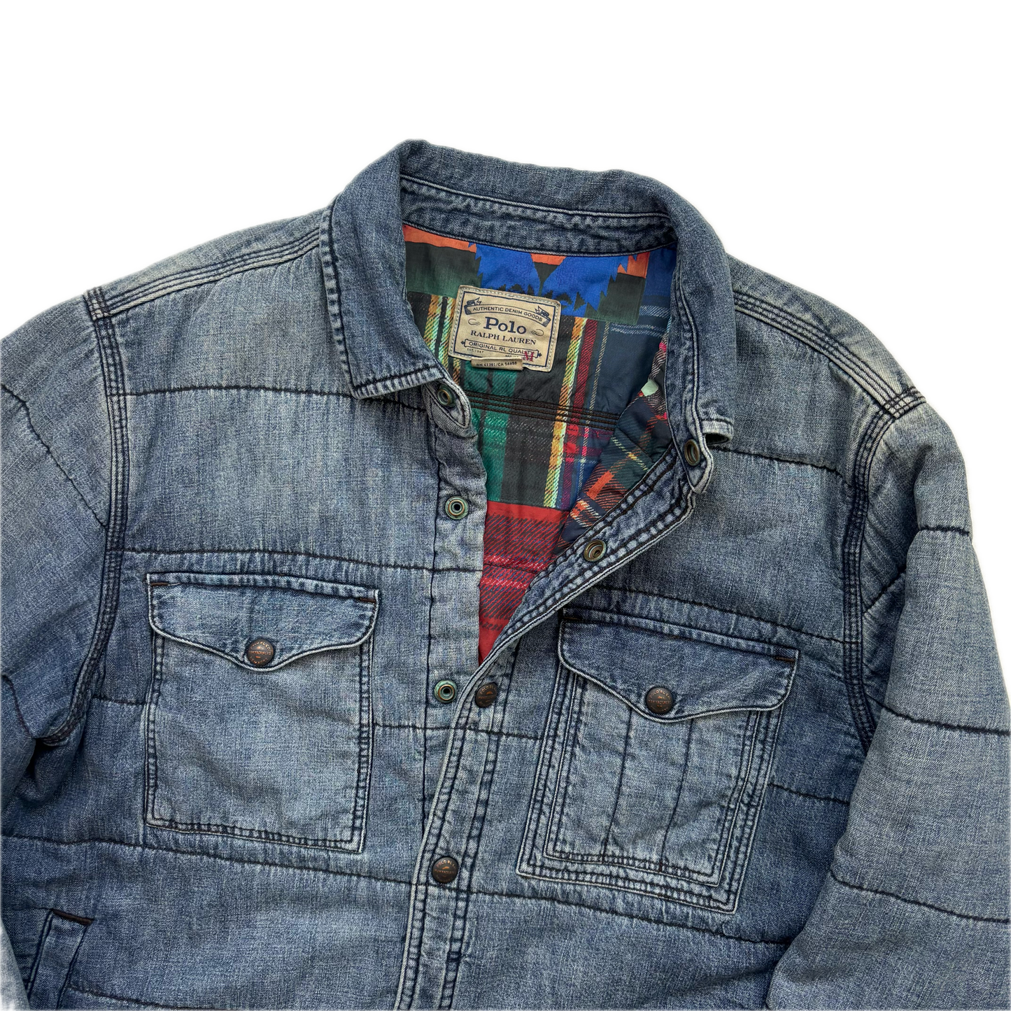 Polo Ralph Lauren Denim Aztec Quilt Lined Over Shirt Indigo (Cotton) - M
