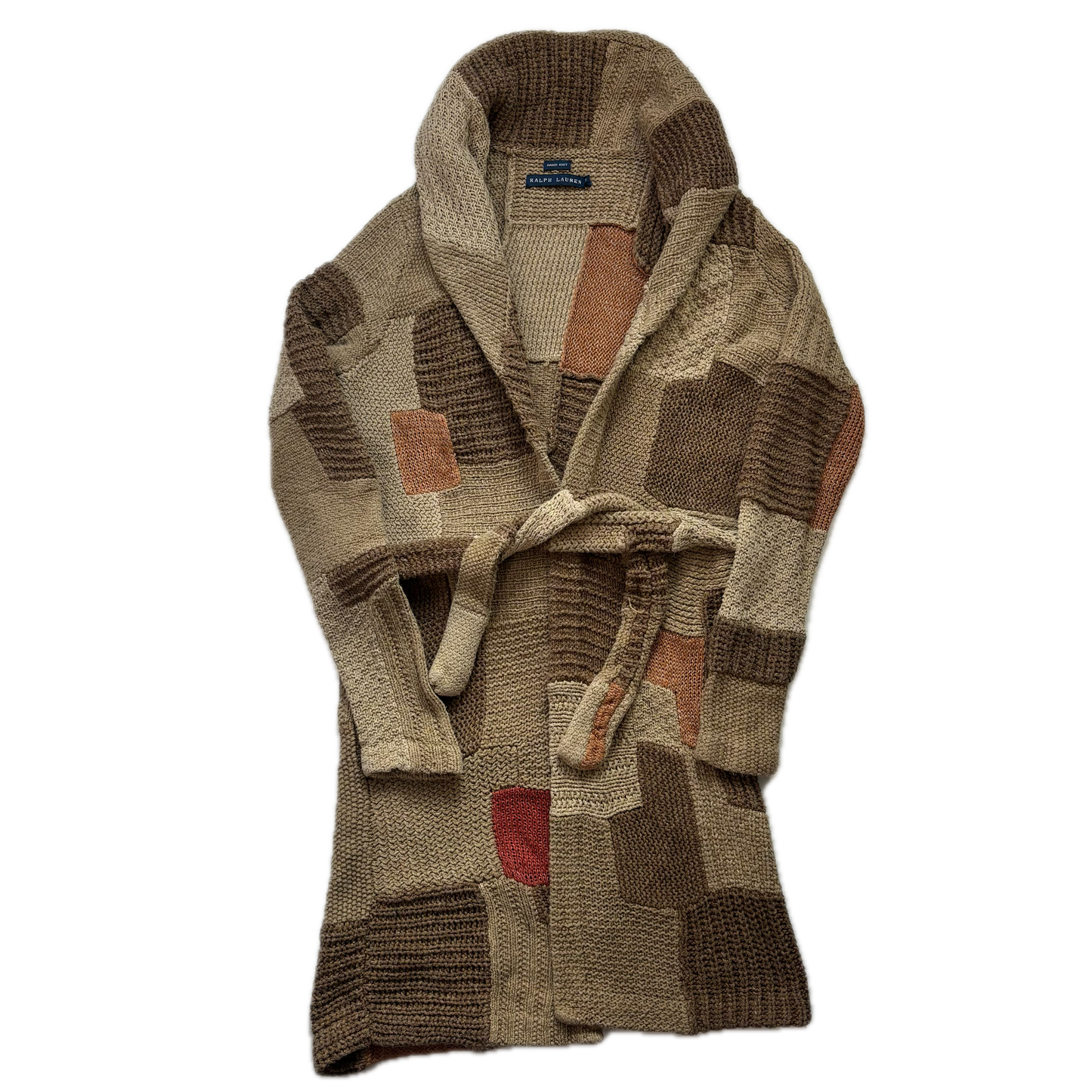 Ralph Lauren Patchwork Cardigan Belted Long Robe - S