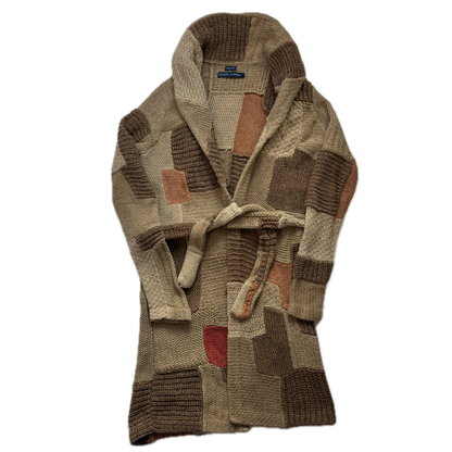 Ralph Lauren Patchwork Cardigan Belted Long Robe - S