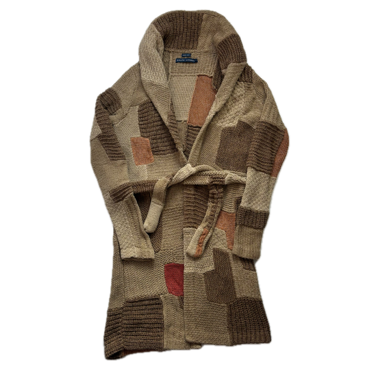 Ralph Lauren Patchwork Cardigan Belted Long Robe - S