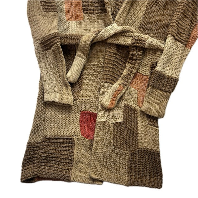 Ralph Lauren Patchwork Cardigan Belted Long Robe - S