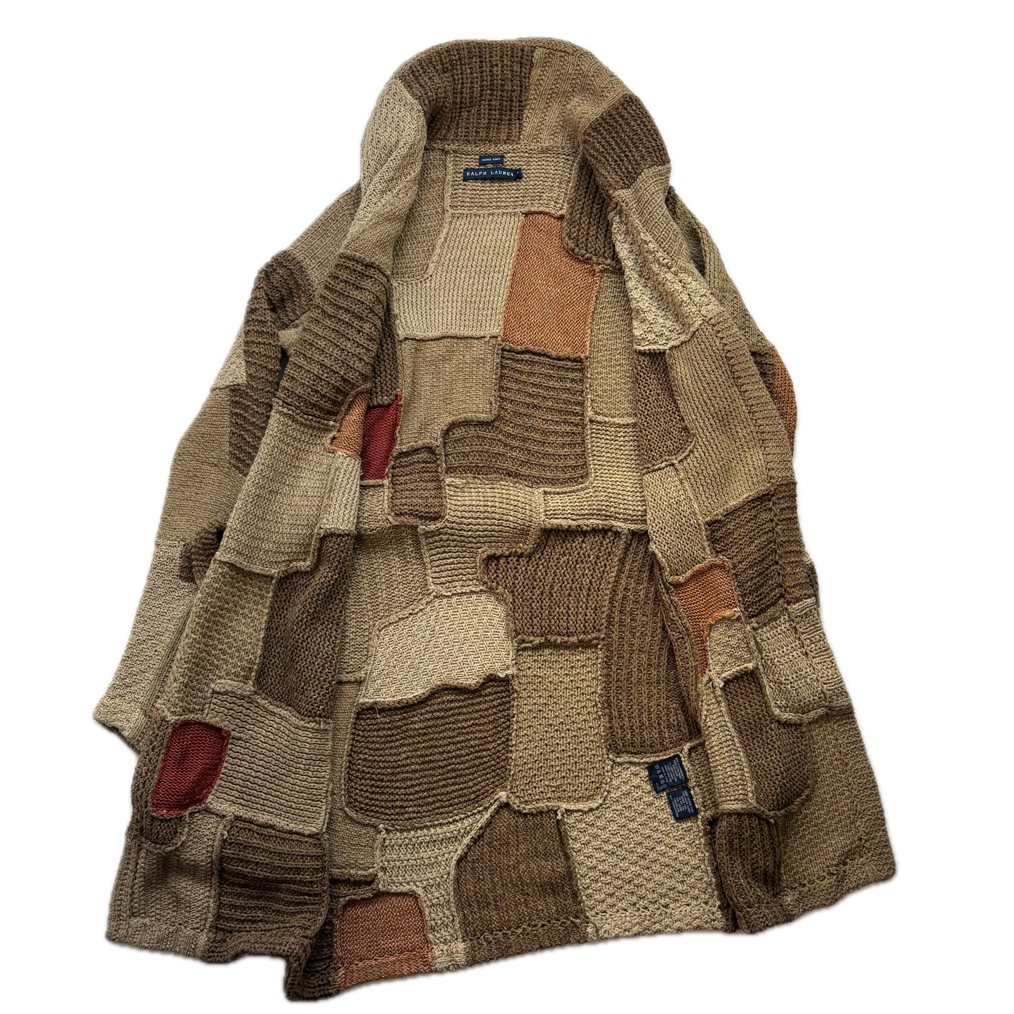 Ralph Lauren Patchwork Cardigan Belted Long Robe - S