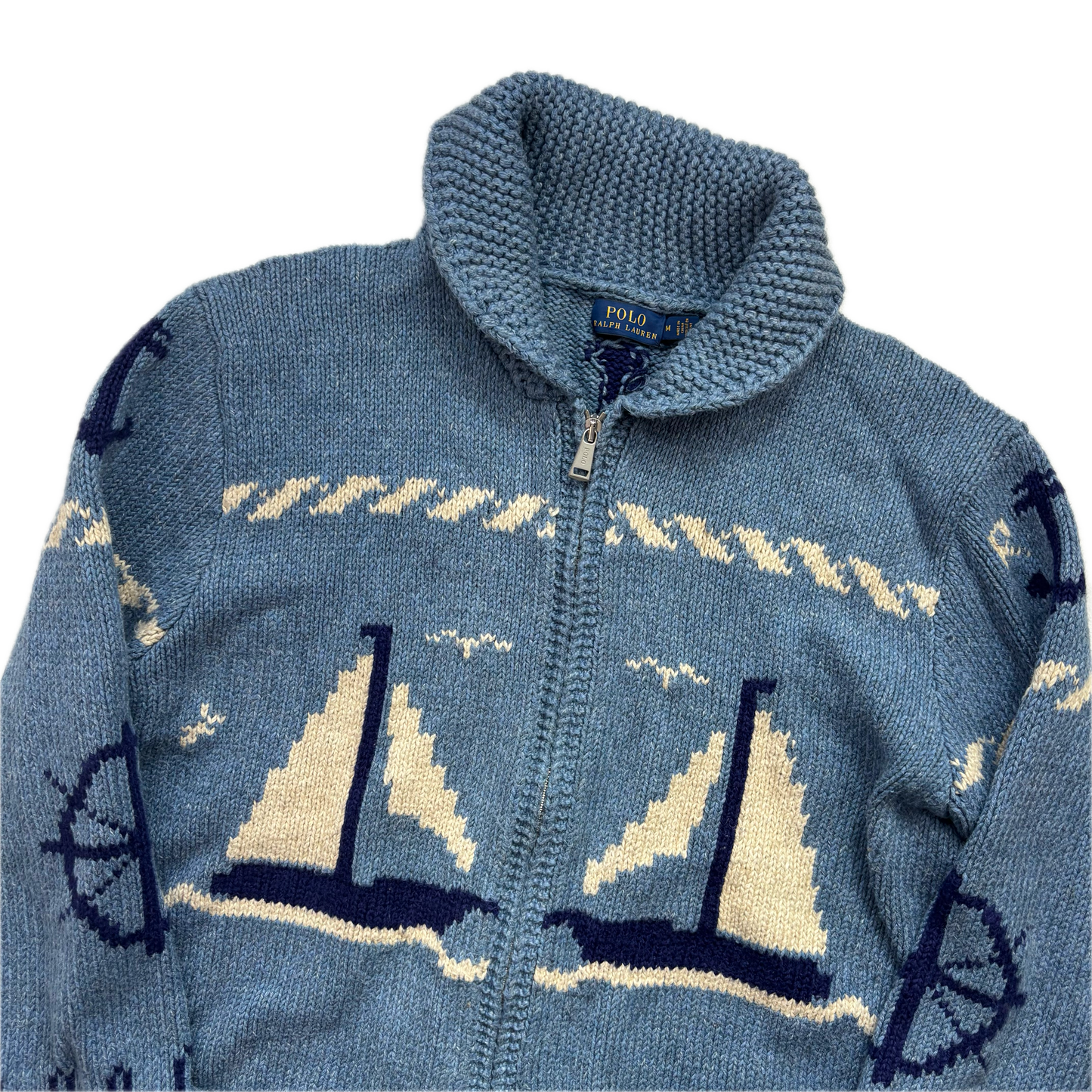 Polo Ralph Lauren Sailboat Nautical Cardigan (Cotton Linen) - M
