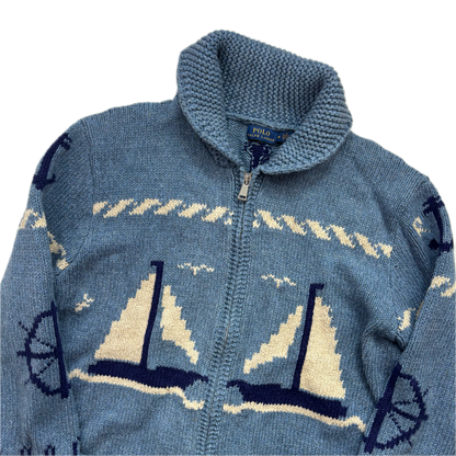 Polo Ralph Lauren Sailboat Nautical Cardigan (Cotton Linen) - M