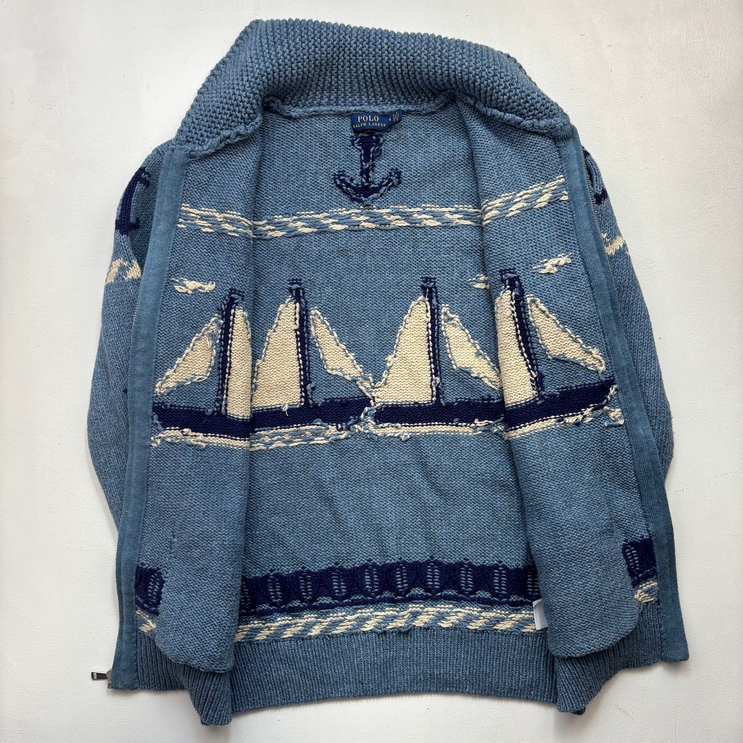 Polo Ralph Lauren Sailboat Nautical Cardigan (Cotton Linen) - M