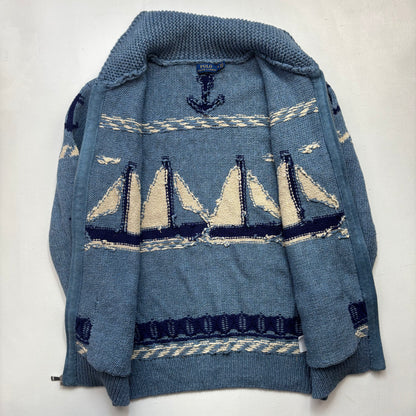 Polo Ralph Lauren Sailboat Nautical Cardigan (Cotton Linen) - M