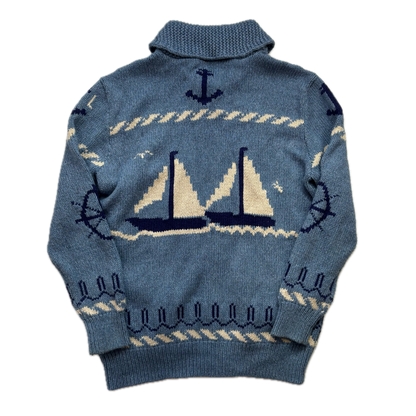 Polo Ralph Lauren Sailboat Nautical Cardigan (Cotton Linen) - M
