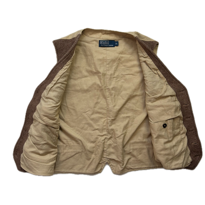 Polo Ralph Lauren Brown Tweed Herringbone Waistcoat (Wool Cotton) - XL