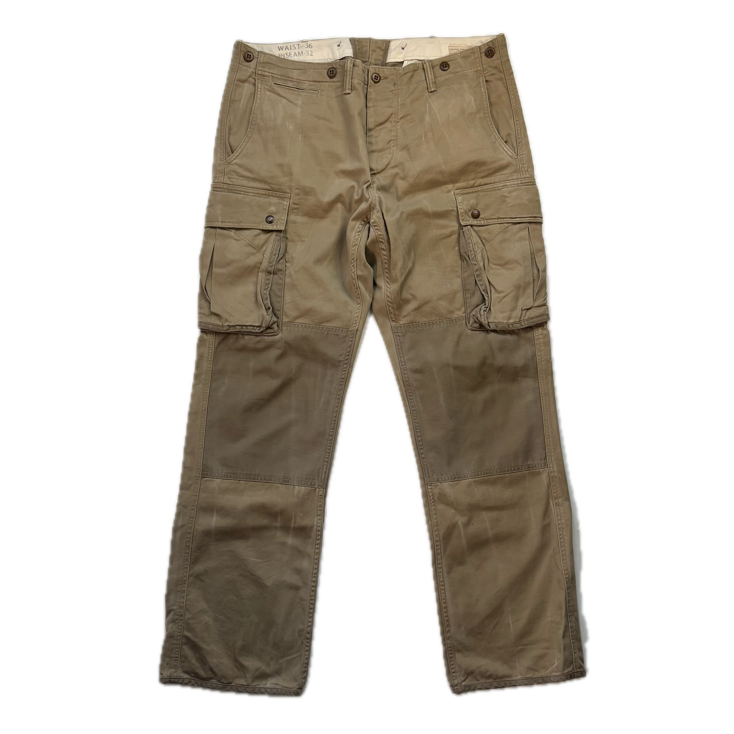 Polo Ralph Lauren Beige Parachute Jumper Double Knee Cargo Trouser Utility Pants - 36x32