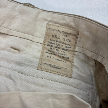 Polo Ralph Lauren Beige Parachute Jumper Double Knee Cargo Trouser Utility Pants - 36x32