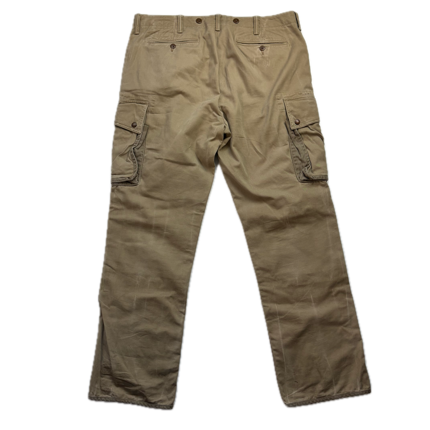 Polo Ralph Lauren Beige Parachute Jumper Double Knee Cargo Trouser Utility Pants - 36x32