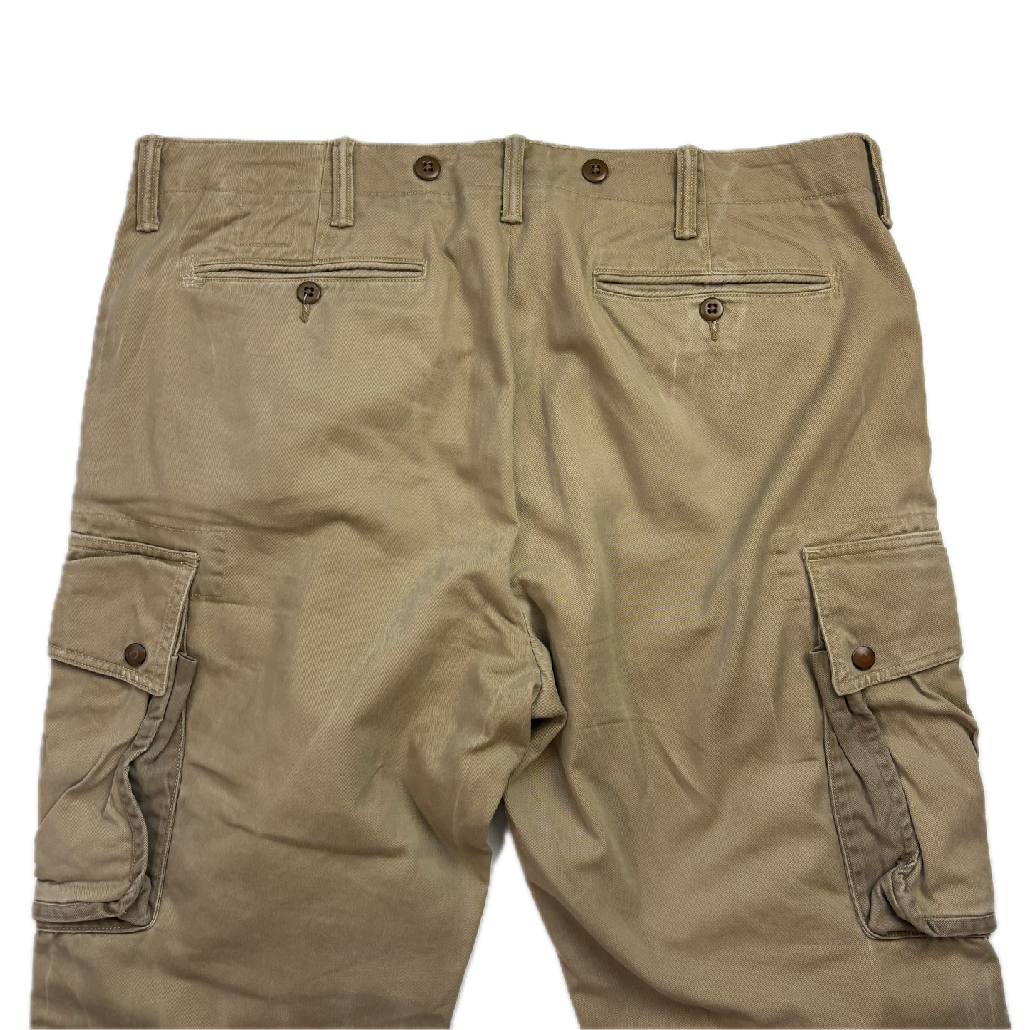 Polo Ralph Lauren Beige Parachute Jumper Double Knee Cargo Trouser Utility Pants - 36x32