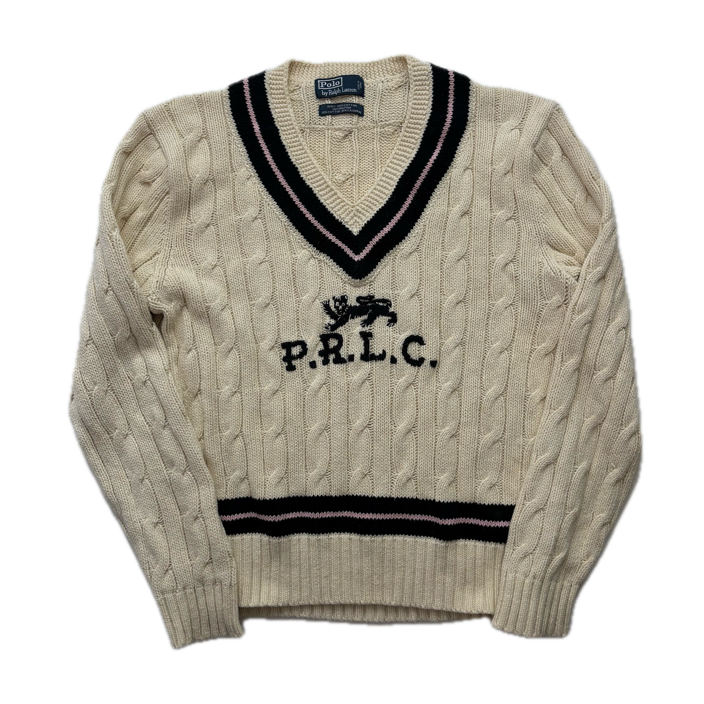 Polo Ralph Lauren Cream PRLC Cricket Jumper Cableknit (Cotton)- M