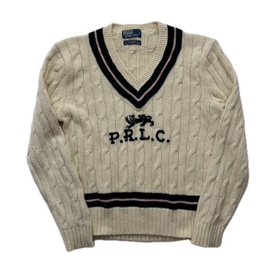 Polo Ralph Lauren Cream PRLC Cricket Jumper Cableknit (Cotton)- M