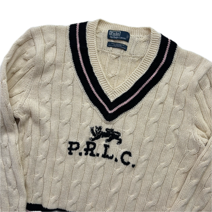 Polo Ralph Lauren Cream PRLC Cricket Jumper Cableknit (Cotton)- M