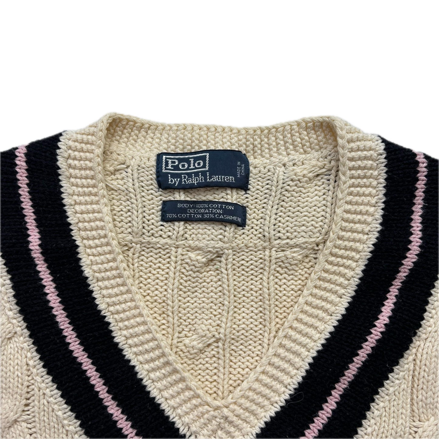 Polo Ralph Lauren Cream PRLC Cricket Jumper Cableknit (Cotton)- M