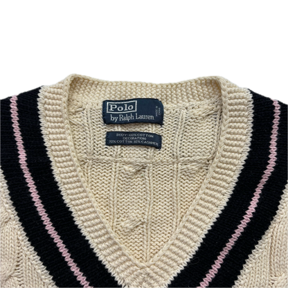 Polo Ralph Lauren Cream PRLC Cricket Jumper Cableknit (Cotton)- M