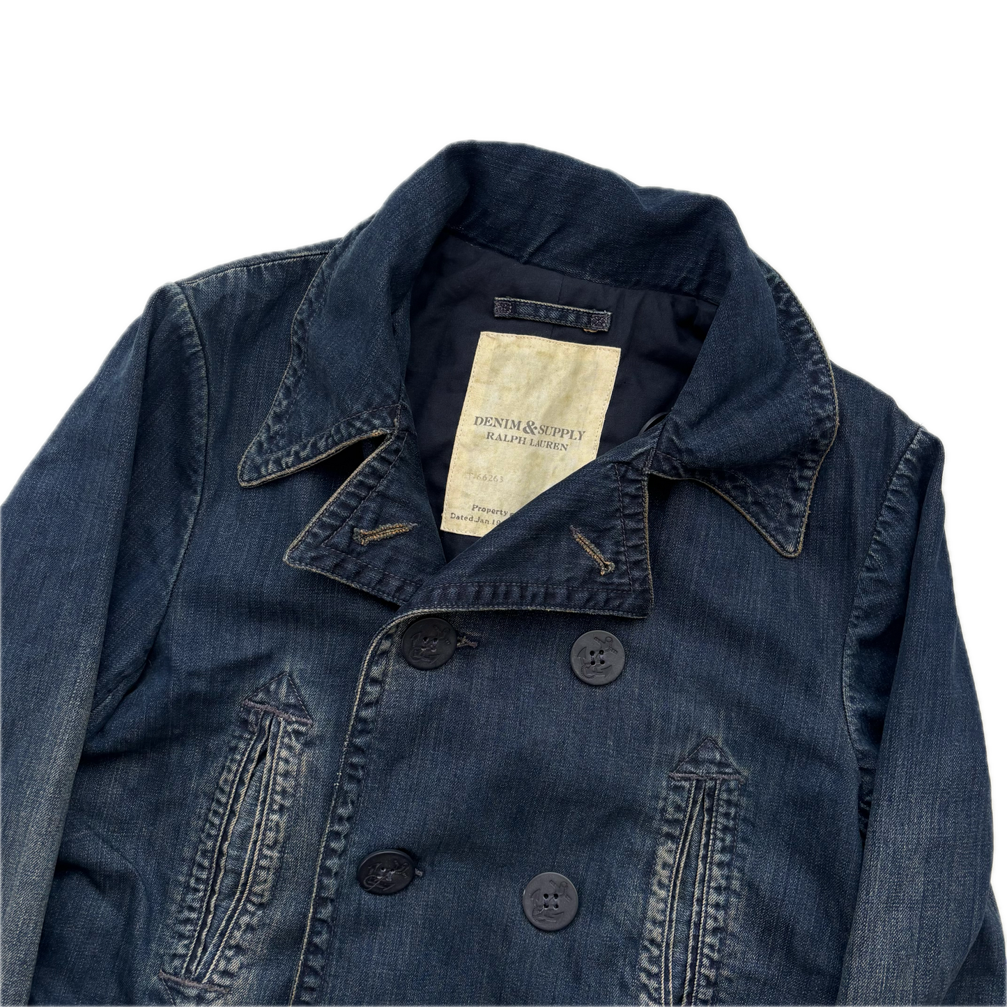 Denim & Supply Denim Pea Coat Double Breast Jacket - S