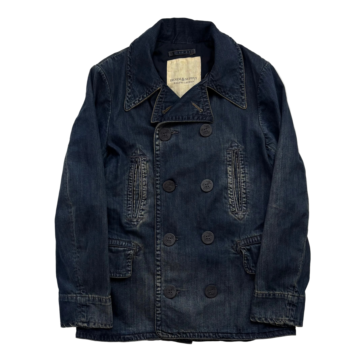 Denim & Supply Denim Pea Coat Double Breast Jacket - S