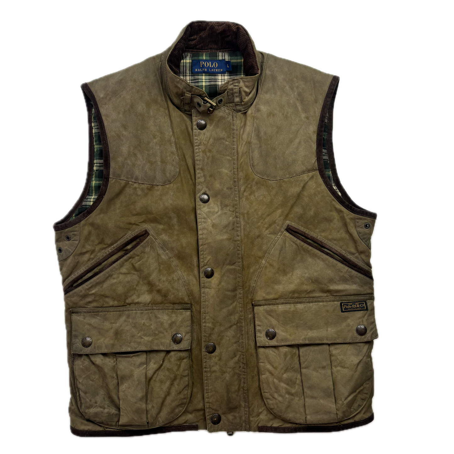 Polo Ralph Lauren Waxed Oil Cloth Utility Hunting Vest - L