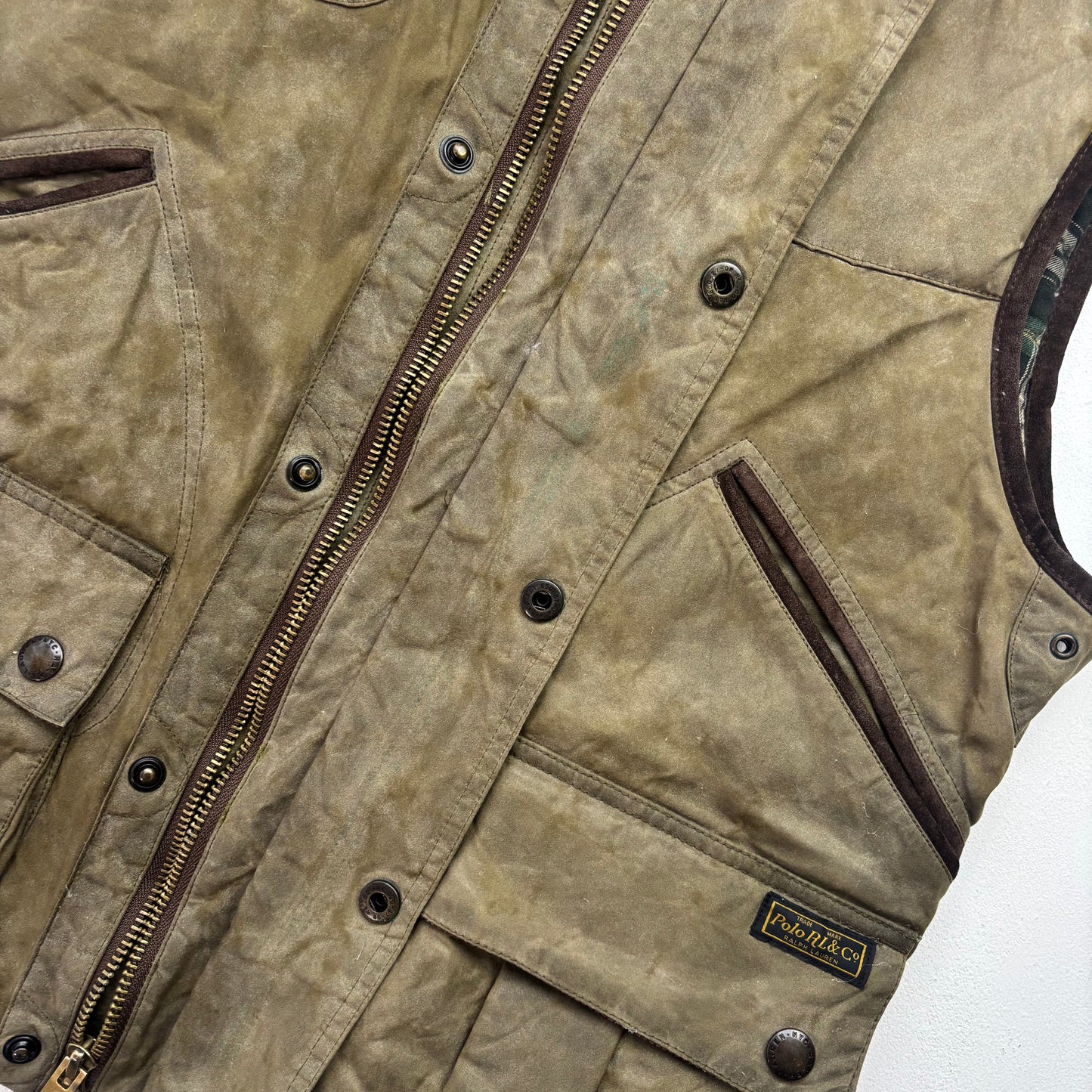Polo Ralph Lauren Waxed Oil Cloth Utility Hunting Vest - L