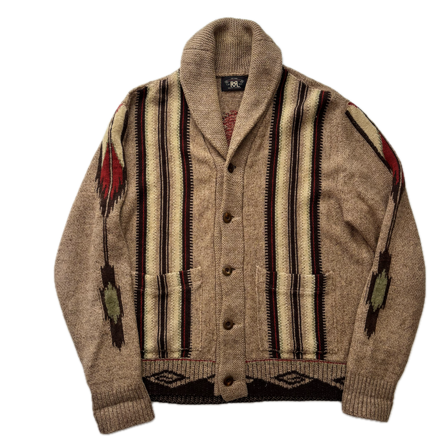 RRL Chimayo Shawl Cardigan Ranch Aztec Southwestern (Linen Cotton Silk Wool) - XXL