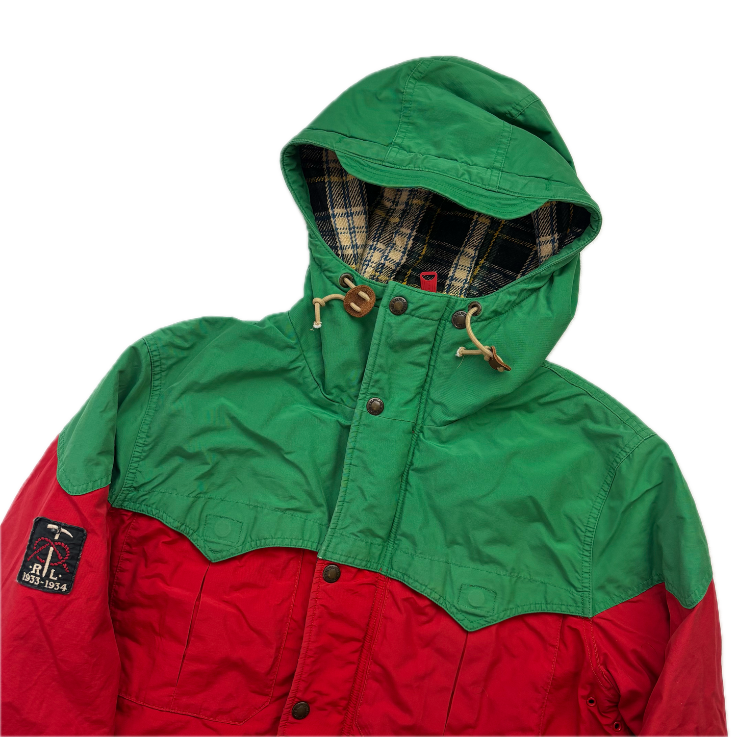 Polo Ralph Lauren Red Green Mountain Parka Lined Jacket Hooded - M