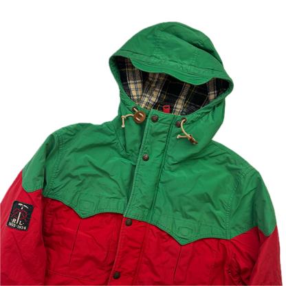 Polo Ralph Lauren Red Green Mountain Parka Lined Jacket Hooded - M
