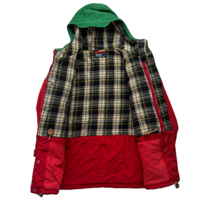 Polo Ralph Lauren Red Green Mountain Parka Lined Jacket Hooded - M