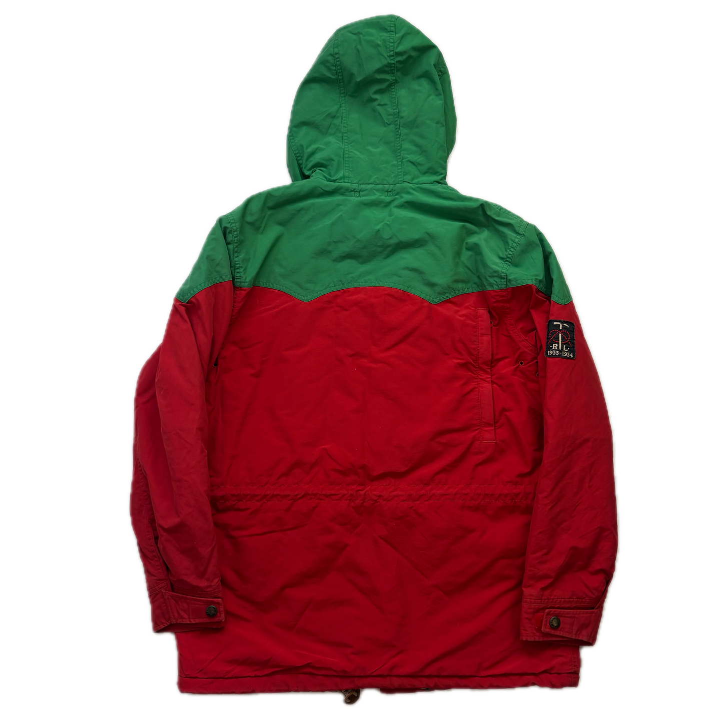 Polo Ralph Lauren Red Green Mountain Parka Lined Jacket Hooded - M