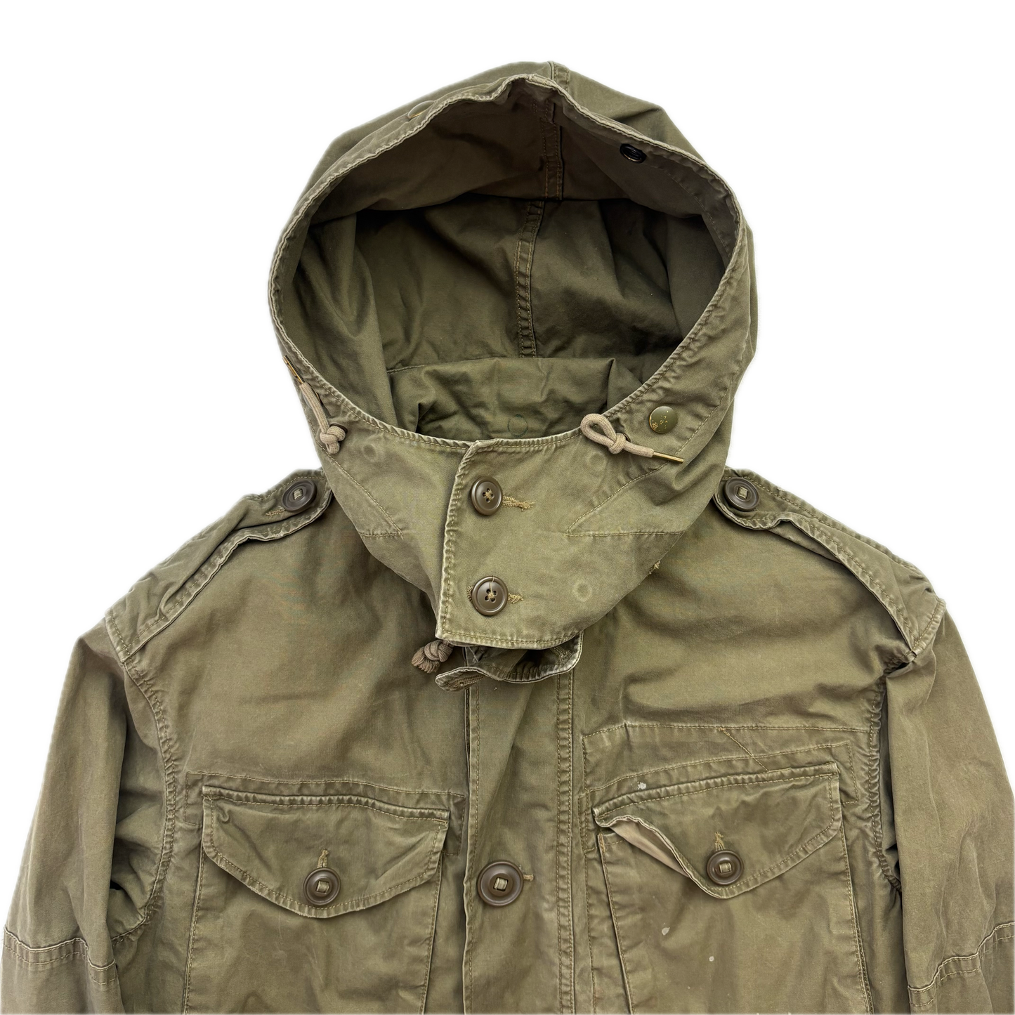 Polo Ralph Lauren Green Field Jacket Faux Fur Lined Army Military - S