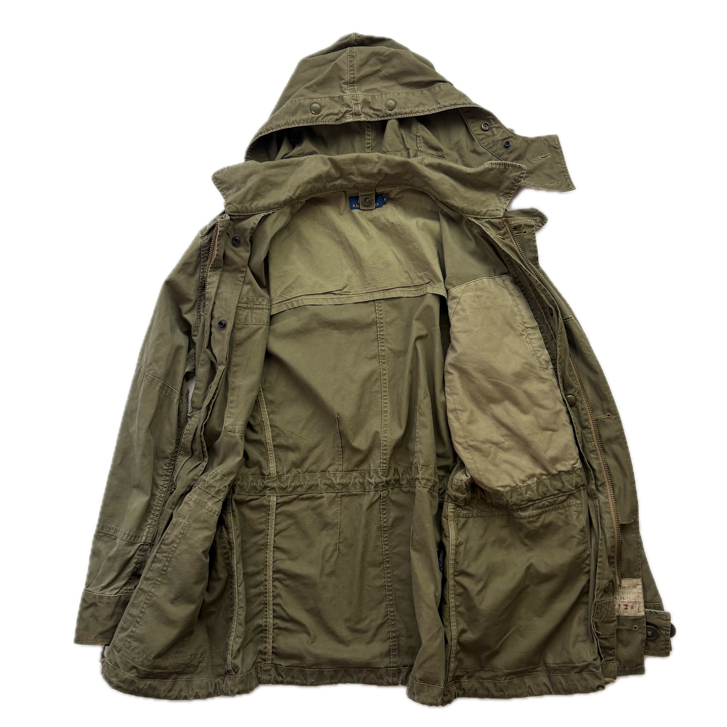 Polo Ralph Lauren Green Field Jacket Faux Fur Lined Army Military - S