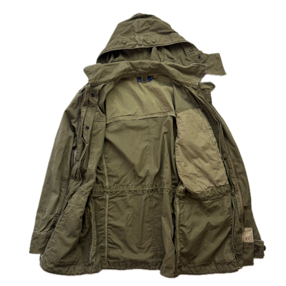 Polo Ralph Lauren Green Field Jacket Faux Fur Lined Army Military - S
