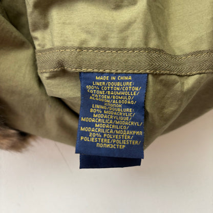 Polo Ralph Lauren Green Field Jacket Faux Fur Lined Army Military - S