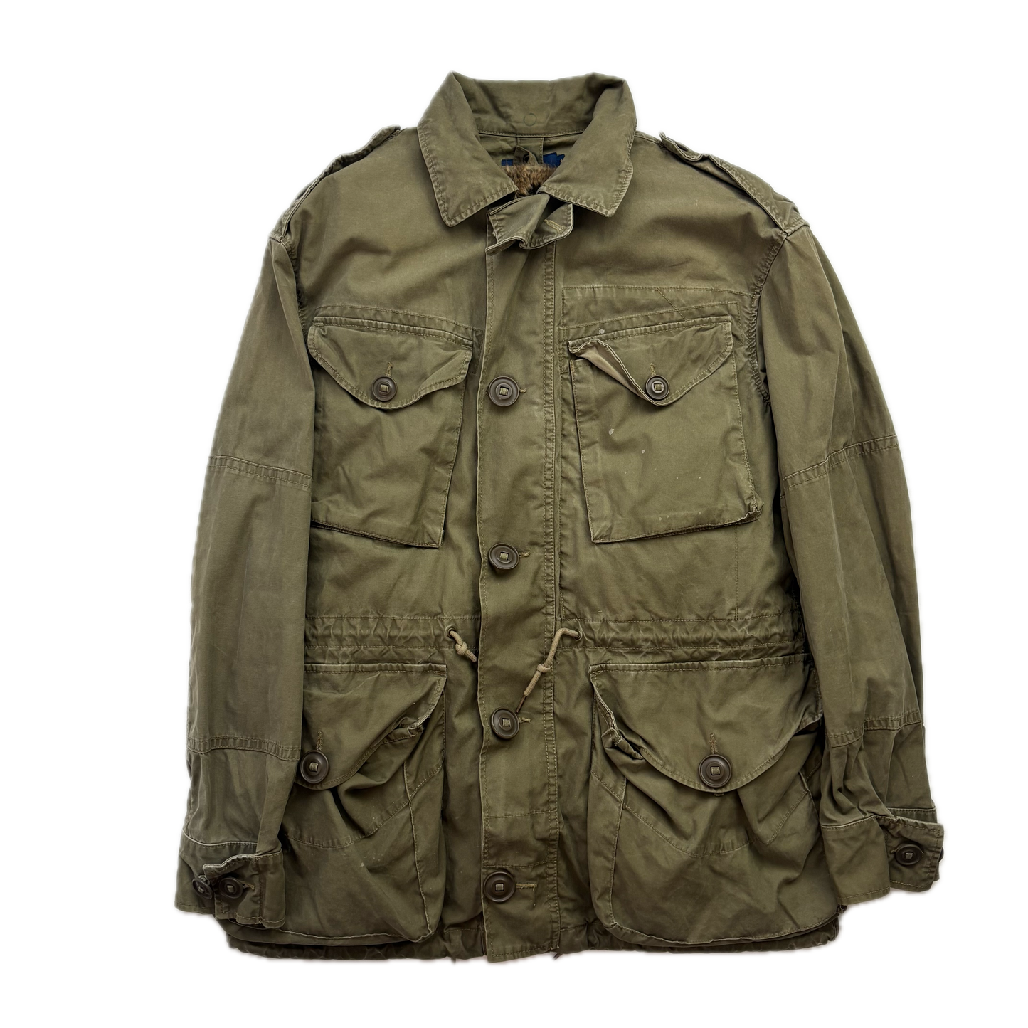 Polo Ralph Lauren Green Field Jacket Faux Fur Lined Army Military - S