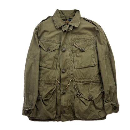 Polo Ralph Lauren Green Field Jacket Faux Fur Lined Army Military - S