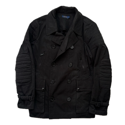 Polo Ralph Lauren Black Double Breasted Rain Mac Coat Trench - L