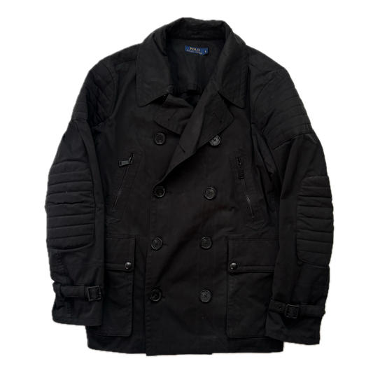 Polo Ralph Lauren Black Double Breasted Rain Mac Coat Trench - L