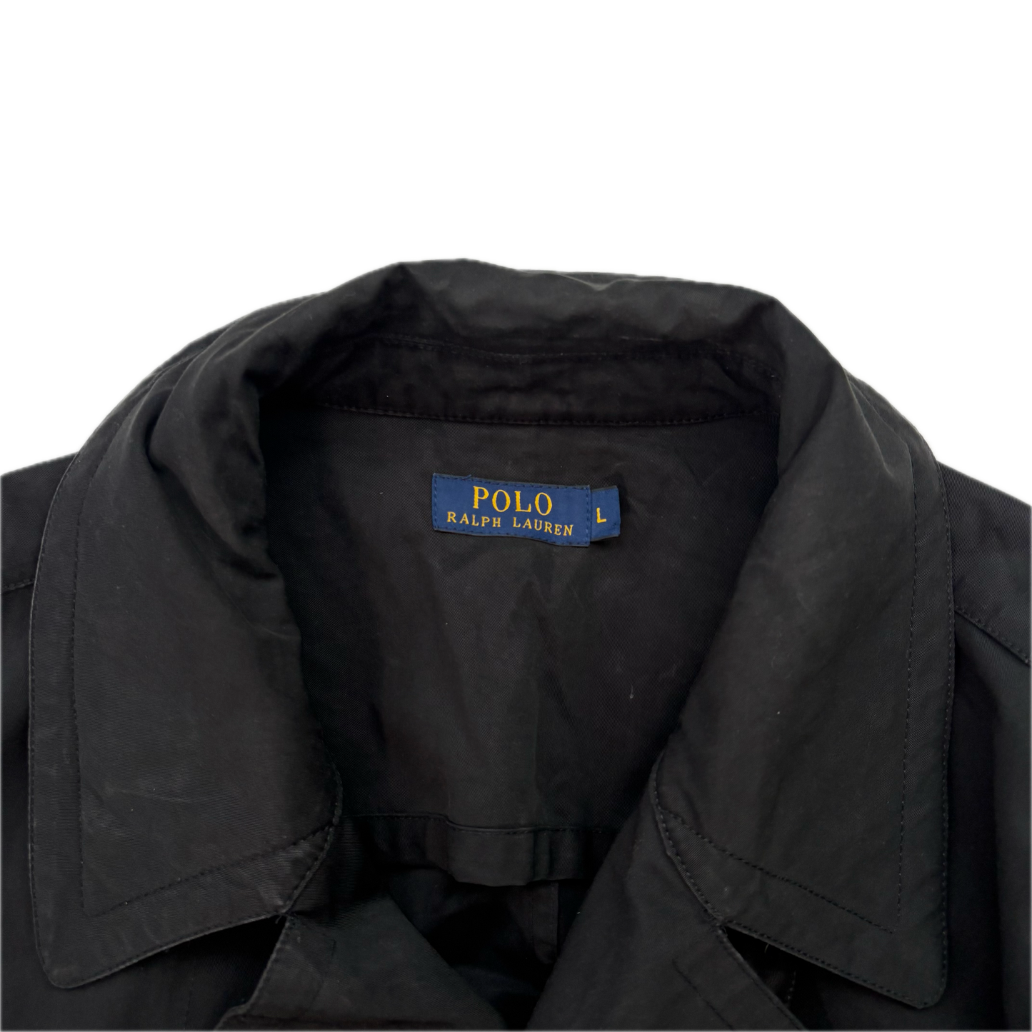 Polo Ralph Lauren Black Double Breasted Rain Mac Coat Trench - L