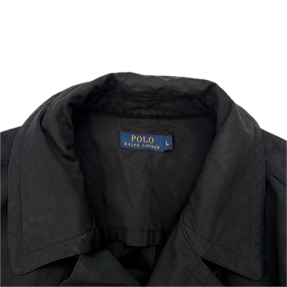 Polo Ralph Lauren Black Double Breasted Rain Mac Coat Trench - L