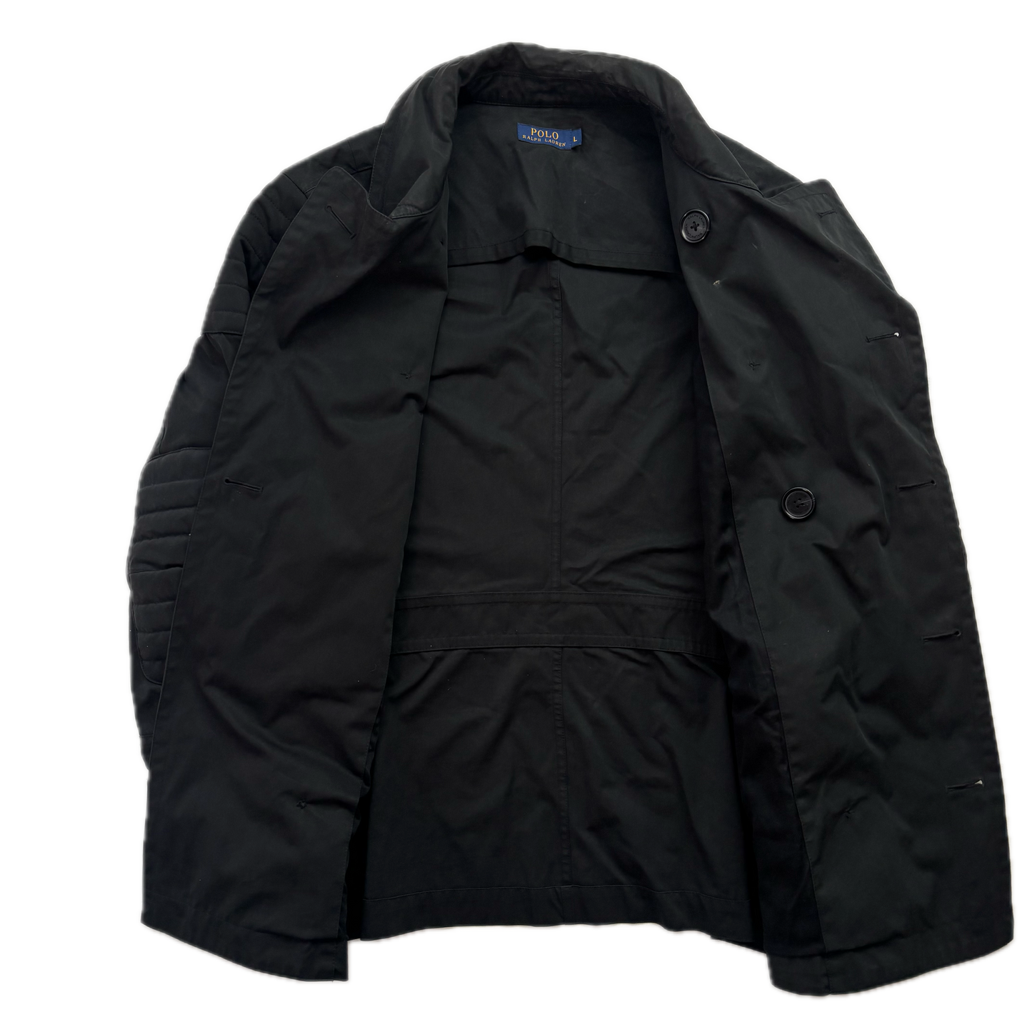 Polo Ralph Lauren Black Double Breasted Rain Mac Coat Trench - L