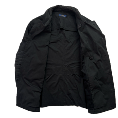 Polo Ralph Lauren Black Double Breasted Rain Mac Coat Trench - L