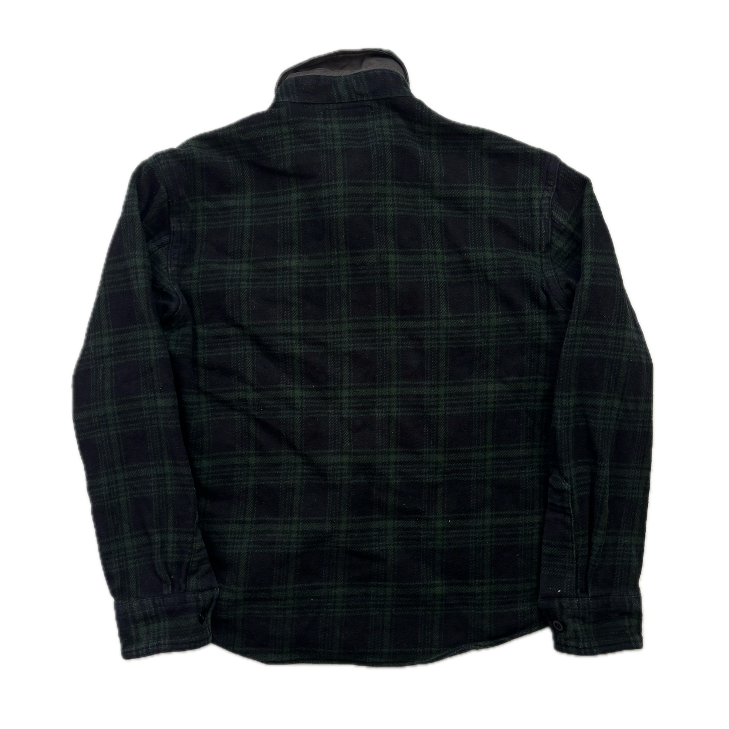 RRL Green Black Plaid Brushed Plaid Work Shirt (Cotton Linen) - M (S)