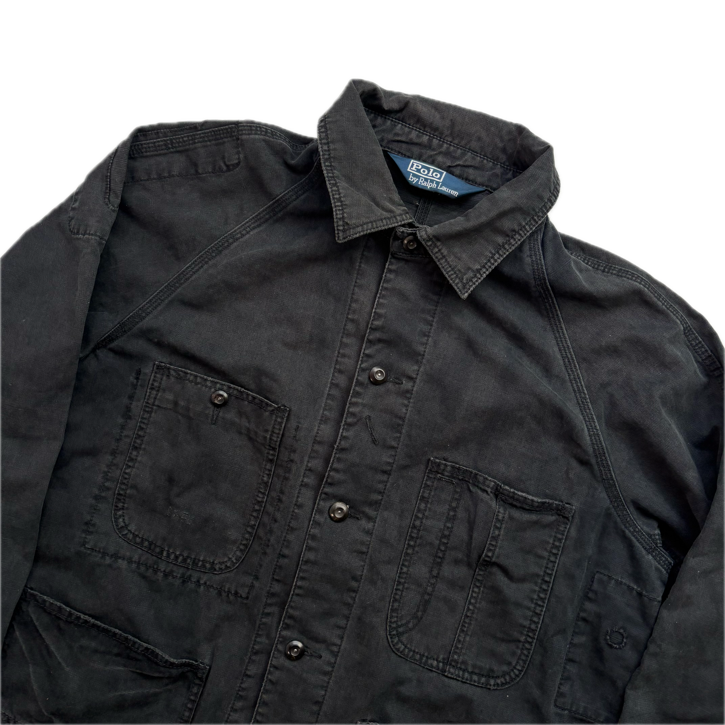 Polo Ralph Lauren Distressed Black Denim Chore Jacket - XL