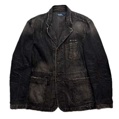 Polo Ralph Lauren Distressed Denim Sports Coat Patchwork Jacket - XL