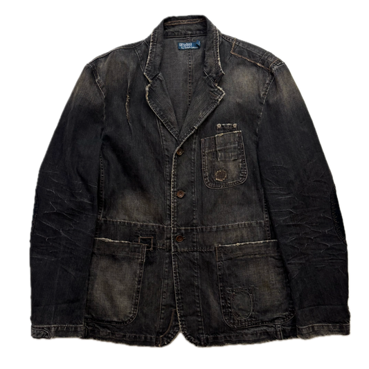 Polo Ralph Lauren Distressed Denim Sports Coat Patchwork Jacket - XL