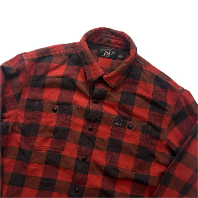 RRL Red Black Buffalo Plaid Work Shirt (Cotton) - M